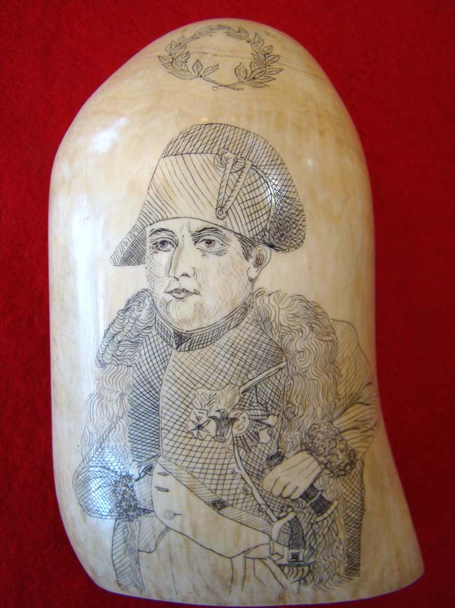 A wonderful pair of 19th century scrimshawed whales' teeth depicting Napoleon and Josephine — image 3